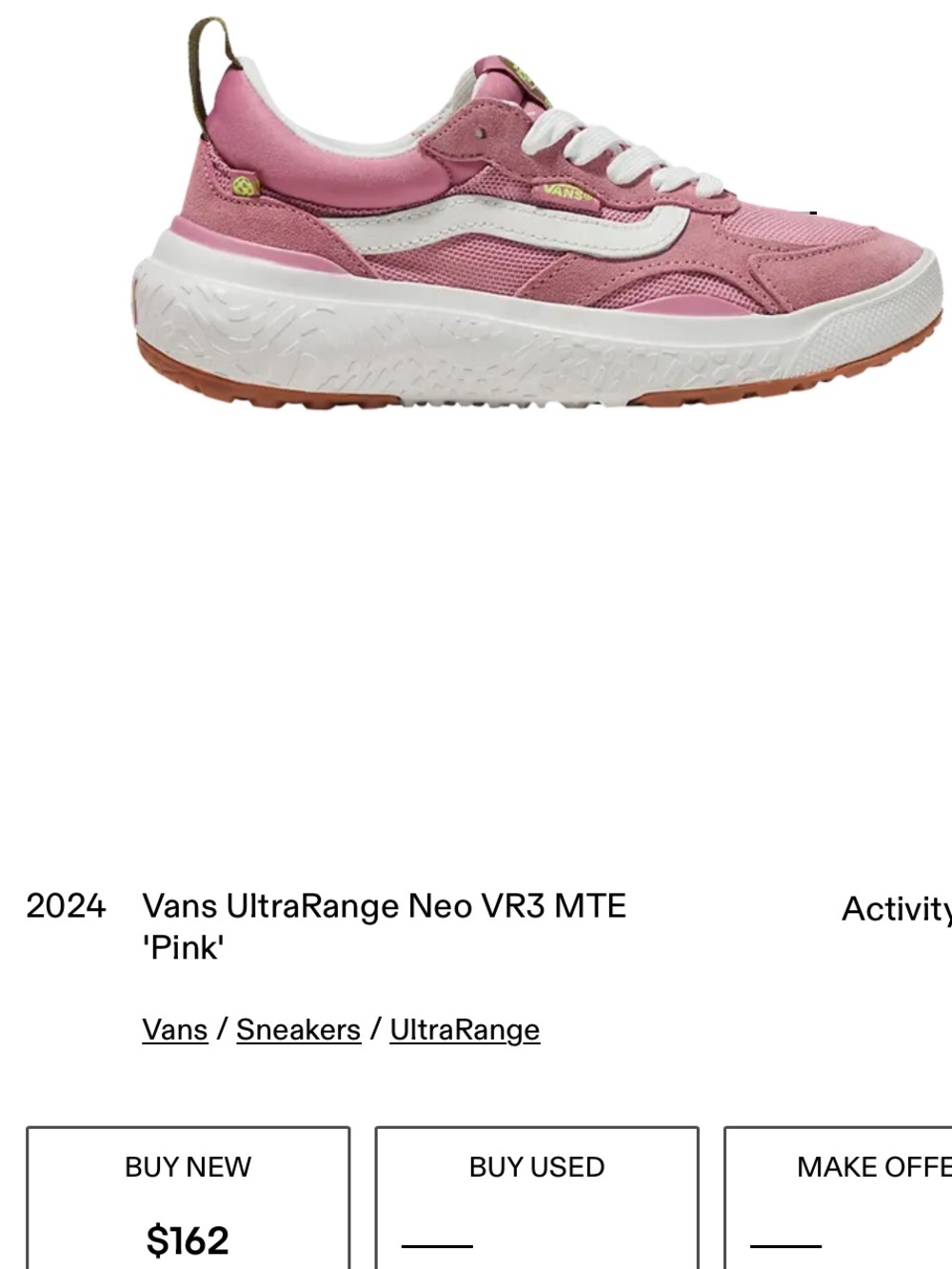 Vans UltraRange Neo VR3 MTE Women's Pink and White Low-Top Sneakers